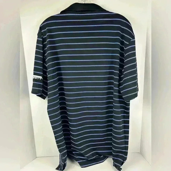 Peter Millar Mens Black Striped Summer Comfort Performance Polo Shirt Sz L Golf - Picture 4 of 11